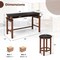 3-Piece Home Bar Set with 2 Upholstered Bar Stools Outlets and USB Ports